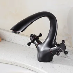 Luxury Oil Rubbed Bronze Dual Cross Handles Bathroom Vessel Sink Basin Faucet Mixer Taps  anf040