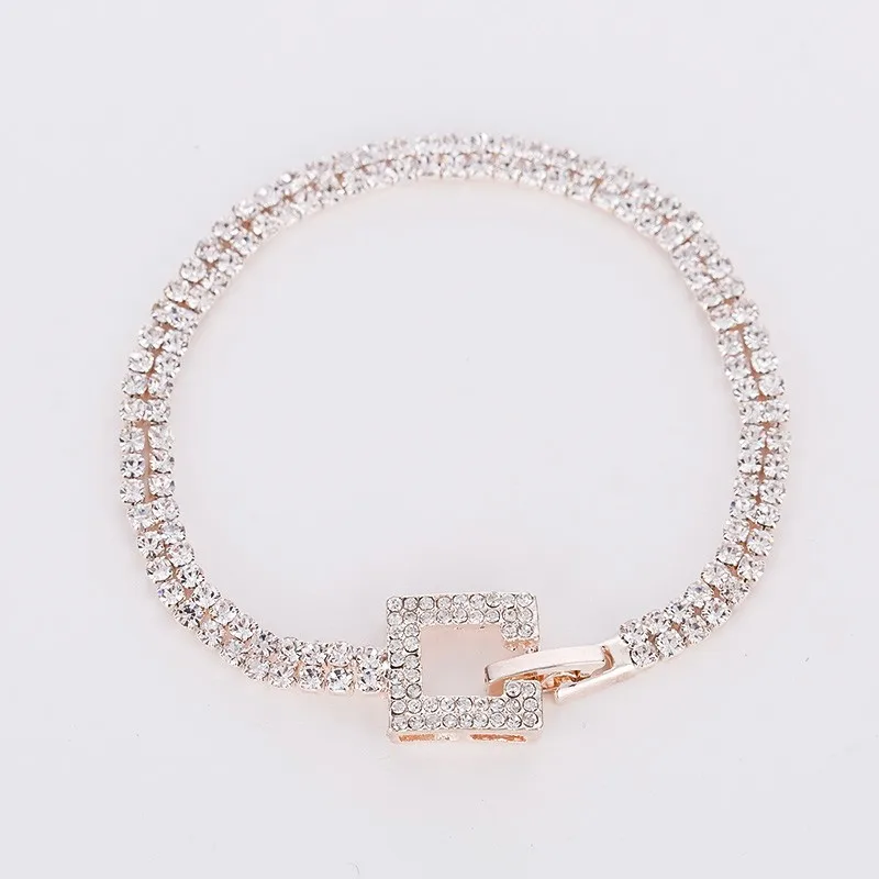 Розовое золото классический кристалл проложить ссылку браслет модное ювелирное изделие, полностью из стразов для женщин B040