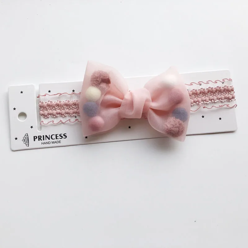 Повязка на голову с бантиком для младенца Корона банты для маленькой девочки повязки на голову кружевная эластичная резинка для волос, тюрбан Дети Haarband Детские аксессуары для волос - Цвет: style3 pink