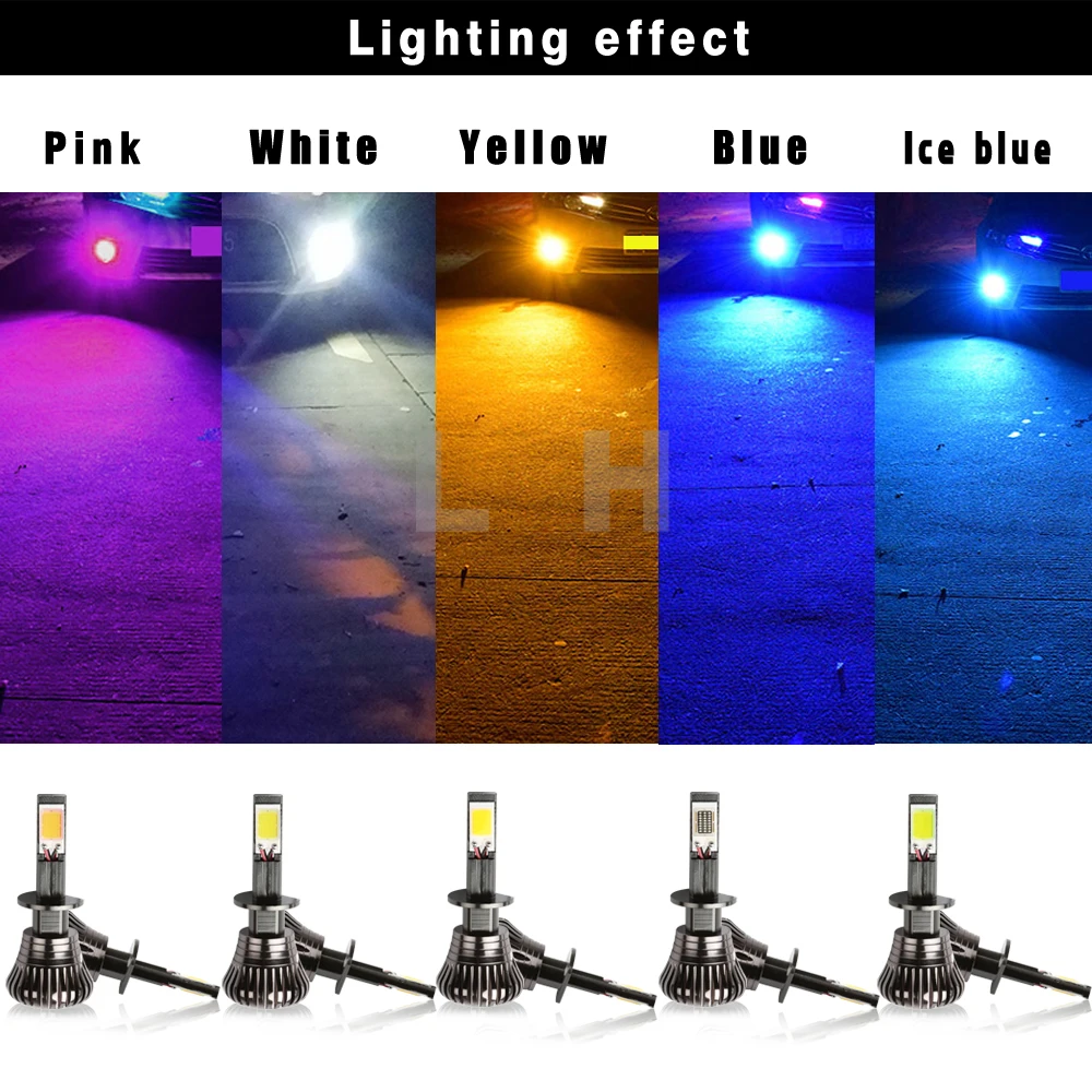 

Pair Driving Light Bulbs H1 Fog Canbus Error Free Strobe Flash Light 80W Blue LED Projector White/Red/Yellow/Pink/Ice Blue
