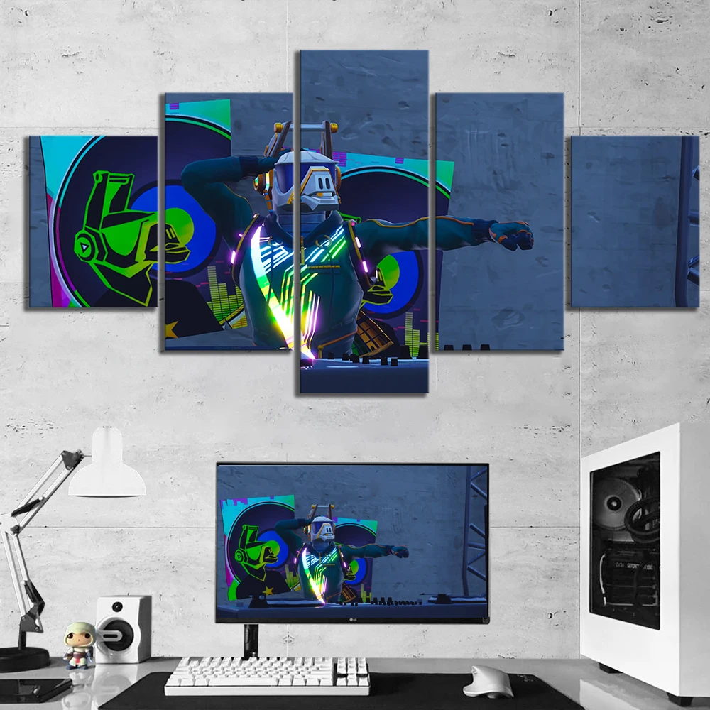 

5 Piece Fortnight Battle Royale Map Video Game Poster Fort Pictures Landscape Wall Art for Living Room Decor Canvas Wholesale