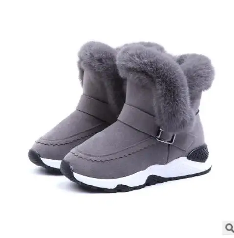 

winter children's plush warm snow boots casual boys non-slip Martin boots fashion girls thicker leather sport shoes