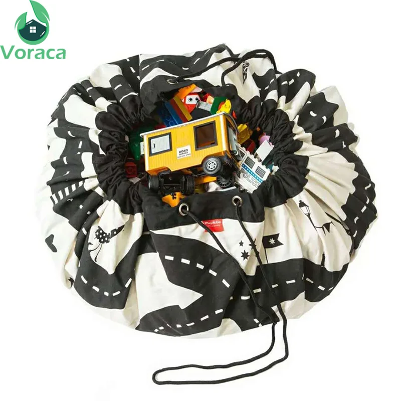 

Portable Creative Road Pattern Play Mat Kids Toy Storage Bag Car Track Canvas Mat Baby Floor Creeping Round Racing Games Carpet