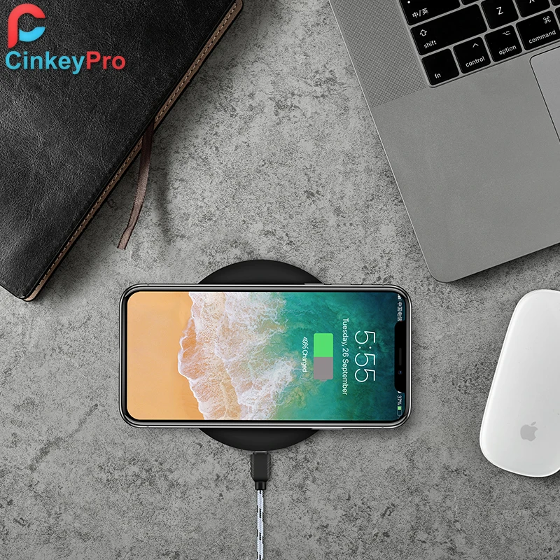 Беспроводное зарядное устройство CinkeyPro для iPhone 8 10 X Samsung S7 S8 5V/1A адаптер зарядка