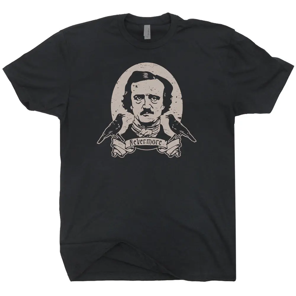 

Edgar Allan Poe T Shirt Horror Book Nerd Hp Lovecraft Literary Raven Graphic Tee 2019 New Arrival Stringer Men Free China Post