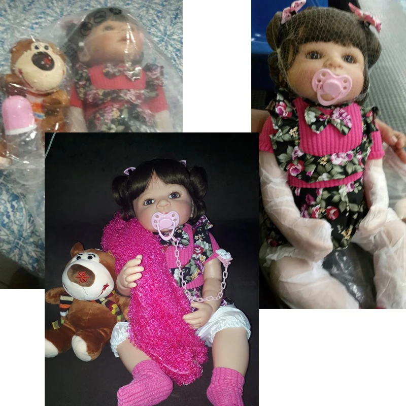 KEIUMI 22 ''Reborn baby girl полный корпус силиконовые модные детские куклы Дети Boneca Reborn DIY игрушки настоящая принцесса с изогнутыми волосами