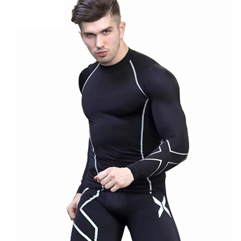 

Joggers Men's Compression Tights Long-Sleeve Sport Rashgard running Clothing Breathable Superelastic Tees Fitness Quick Drying