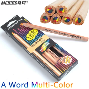 

Marco 1 Word 4Colors Tip Color Pencil 5B Paper DIY Drawing School for Kids Gift Cute Coloured Pencils Lapis De Cor 6PCS/Box