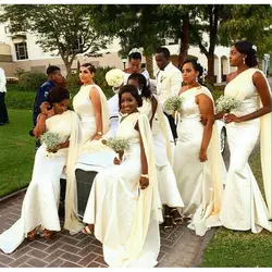 2019 Длинные свадебные платья русалки с одним плечом элегантные африканские платья подружки невесты для невесты, пригласительные на свадьбу