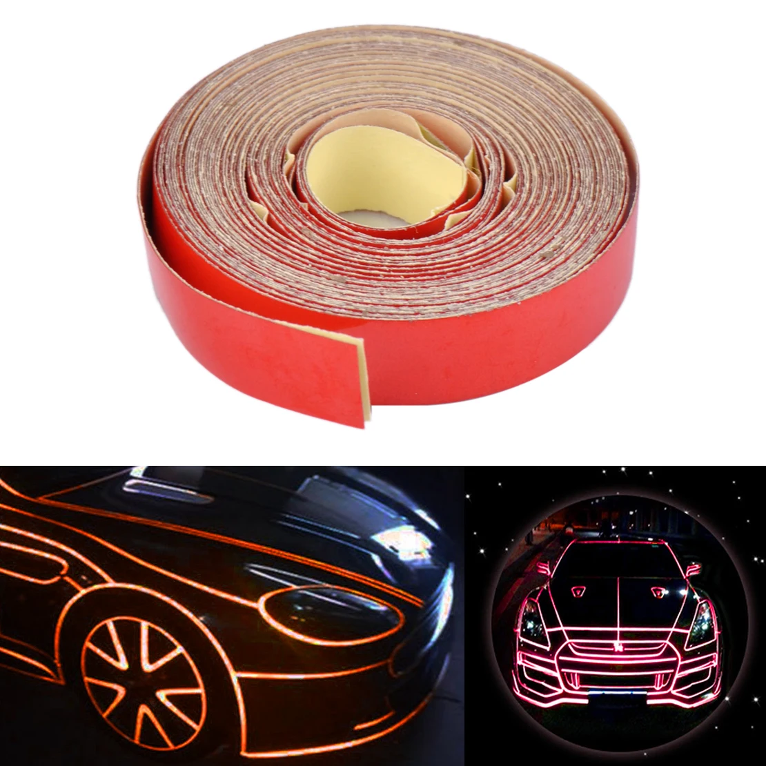 

DWCX New Car Motorcycles Bicycles Truck Body DIY Self Adhesive Decal 5 Meter x 1cm Reflective Sheeting Stripe Sticker Tape