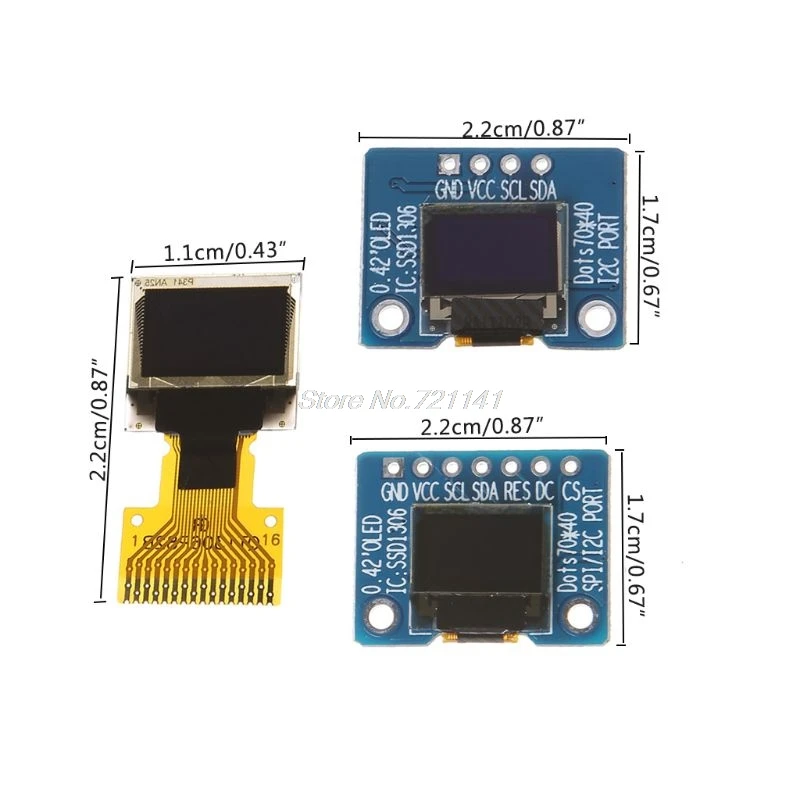 ЖК модуль с OLED дисплеем диагональю 0 42 дюйма 72*40 интерфейс IIC 16Pin SSD1306 Прямая