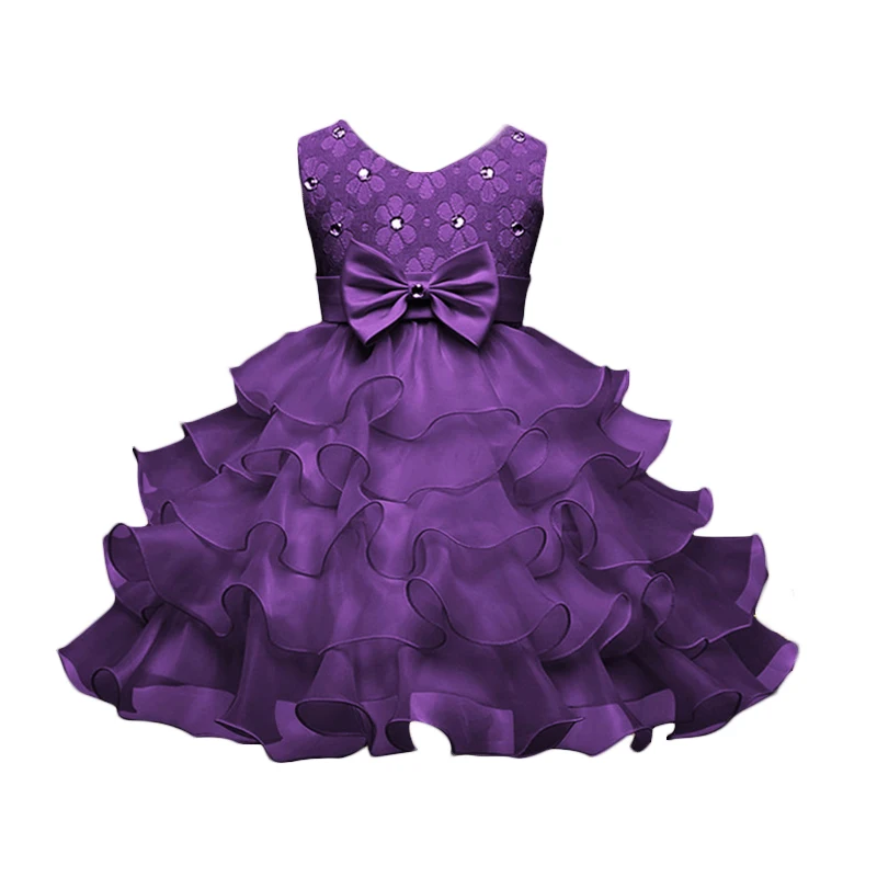 

High quality Baby Kids Prom Gown Designs Dress 3-8 Year Birthday Dresses Sleeveless Four Layer Girl Party Wear Clothes Girl Vest