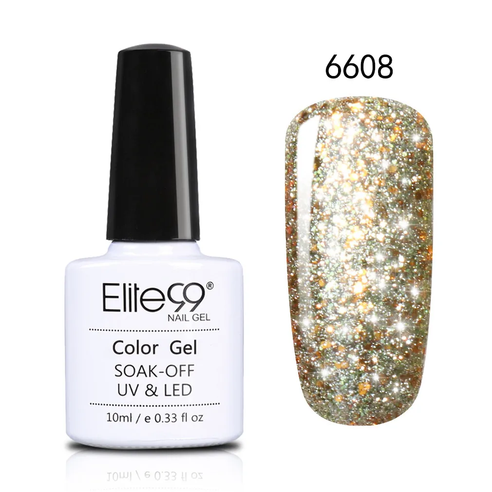 Elite99 Soak Off Starry Gel 3D Effect UV LED Glitter Nail Polish Manicure Bling Gel Varnish Polish for Nail Design