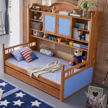 Средиземноморская детская мебель, кровать из цельного дерева, многофункциональная кровать, двухэтажный шкаф, кровать 1,2 метров