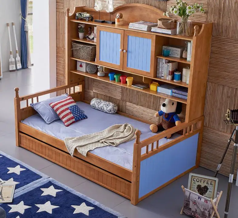 Средиземноморская детская мебель, кровать из массива дерева, многофункциональная кровать, двухэтажный шкаф, кровать 1,2 метров