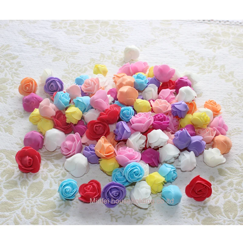 

200pcs 2-2.5cm foam artificial rose flower head candy box had welding car decoration accessories DIY rose flower head