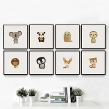 Affiche et imprimés en toile avec Animal de dessin animé nordique avec renard Koala pour décoration murale pour chambre d'enfant