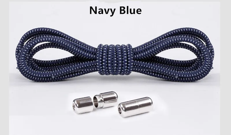 100 см цветные эластичные шнурки для обуви, удобная пряжка, цветные эластичные силиконовые шнурки без завязок, шнурки для обуви, шнурки для кроссовок - Цвет: Navy Blue