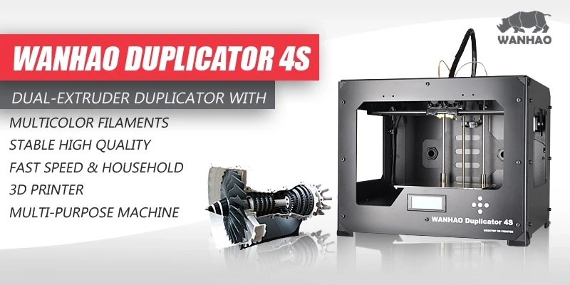 WANHAO Модернизированный D4S с двойным Экструдером в высокой производительности и точности с 1,75 мм PLA нитями