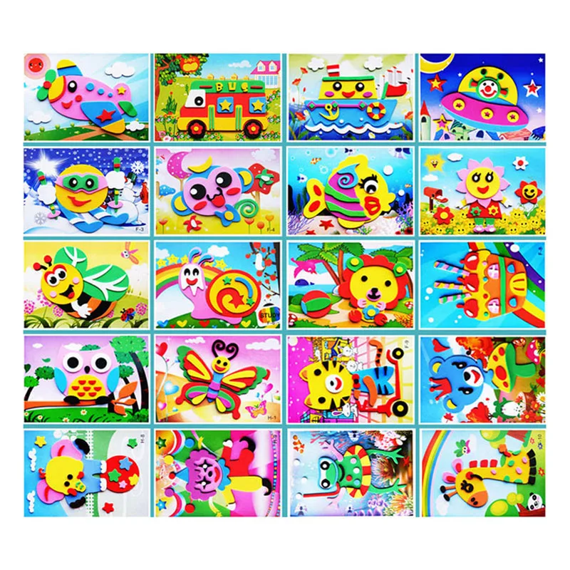 

20 pcs/set 13*17cm 3D Eva Foam Craft Sticker Self-adhesive Crafts Learning Education Toys for Kids 3-6 years Series