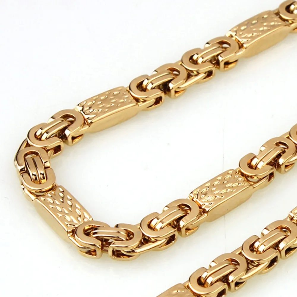 Золото "-40" 6 мм Византийская цепочка ожерелье/браслет 316L нержавеющая сталь мужские оптовые цены персонализированные ювелирные изделия