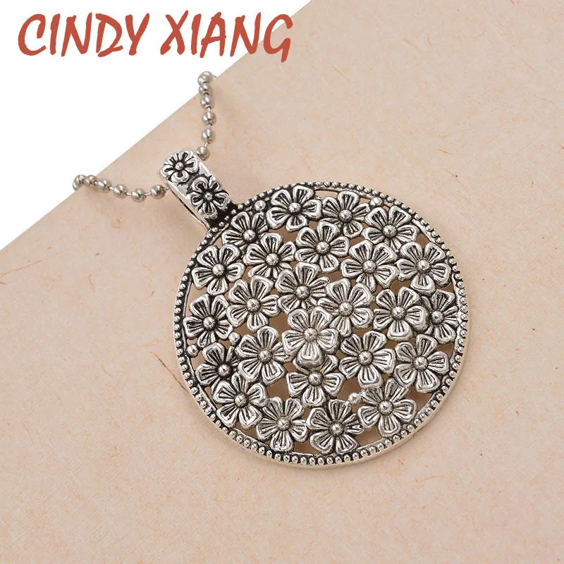 CINDY XIANG Flor Rodada Do Vintage Colares & Pingentes para Mulheres Colar de Cadeia Longa Retro Bijouterie Acessórios Do Presente Requintado