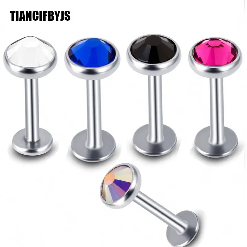 

TIANCI FBYJS 2pcs/lot Flat Top 3/4mm Internally Labret Stainless Steel Lip Piercing Ring 16G Tragus Ear Body Jewelry 6/8/10mm