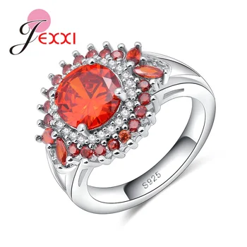 

Big Promise Hot Sale 925 Sterling Silver Wedding Rings For Women Female Luxury Orange Round CZ Zirconia Crystal Bijoux