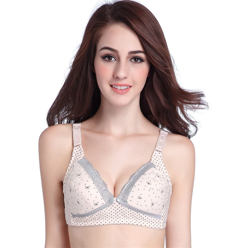 3 Pregnant Women Bra Nursing Maternity Breastfeeding Bras Front Open Button Cotton Nursing Wirefree Bra without Underwire Bees
