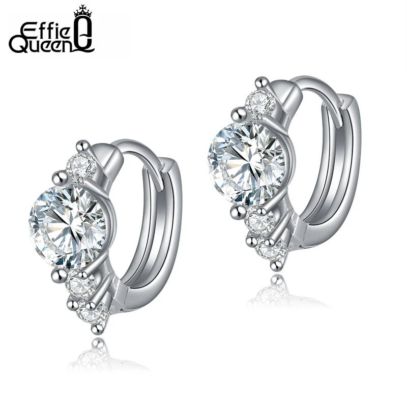 

Effie Queen Newest 3 Color Luxury Stud Earrings with 4 Pieces AAA Zircon Earrings For Women's Birthday Gift Accessories DE107