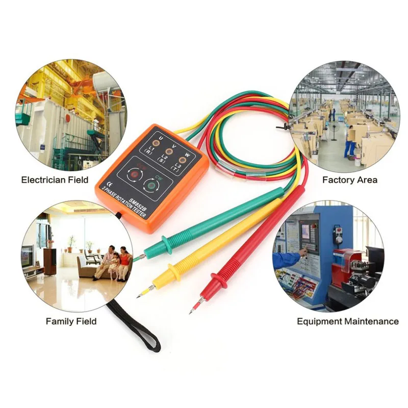 SM852B индикатор последовательности фазы тестер 3 фазы вращаемое ...