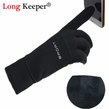 

2019 Autumn Winter Sports Fleece Elastic Gloves For Men Running Full Finger Touch Screen Waterproof non-slip Riding Cycling