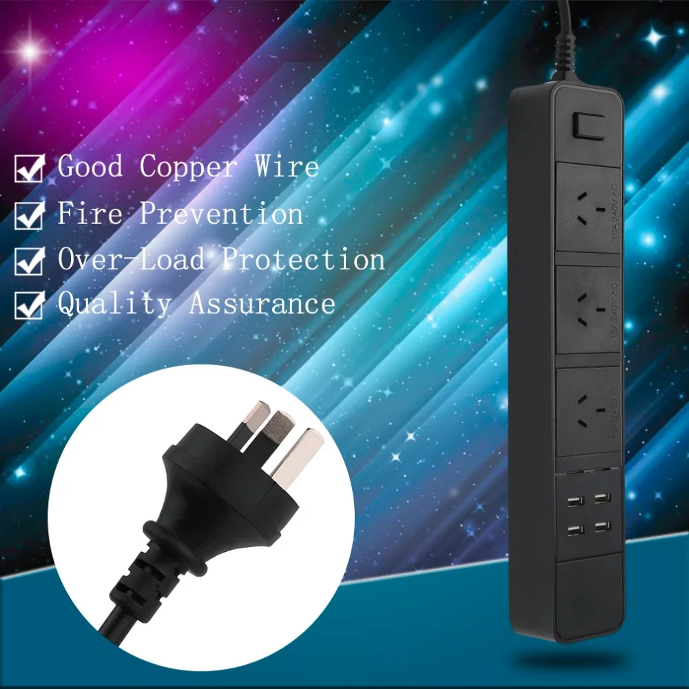 

C610-3 Professional 4USB Intelligent Identification Power Adapter Socket Portable Travel Power Outlet Socket AU Plug