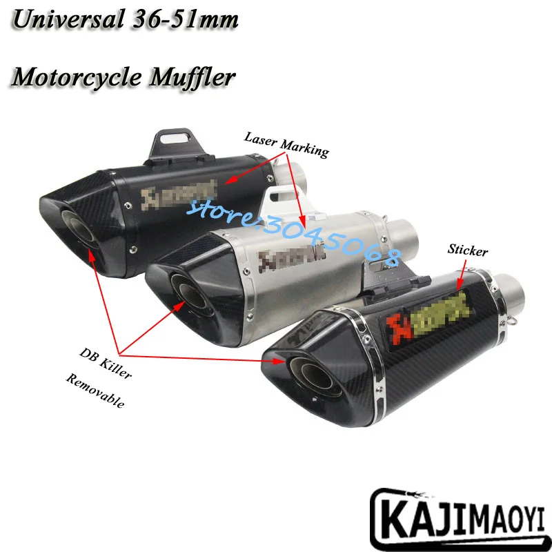 Универсальный 36-51 мм мотоцикл выхлопной трубы Escape изменение лазерной маркировки глушитель с DB убийца Стикеры для Z800 R6 MT-09 CBR300