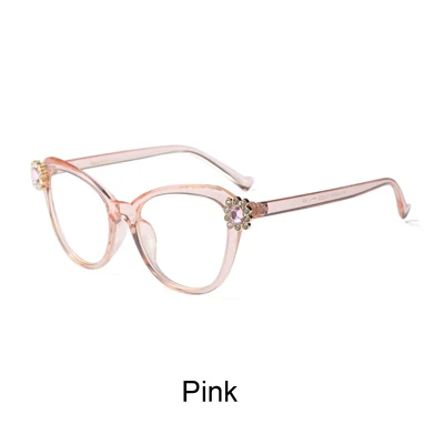 Ralferty роскошные женские очки кошачий глаз оправа винтажный Леопардовый кристалл оправы для очков женские очки по рецепту F97569 - Цвет оправы: Розовый