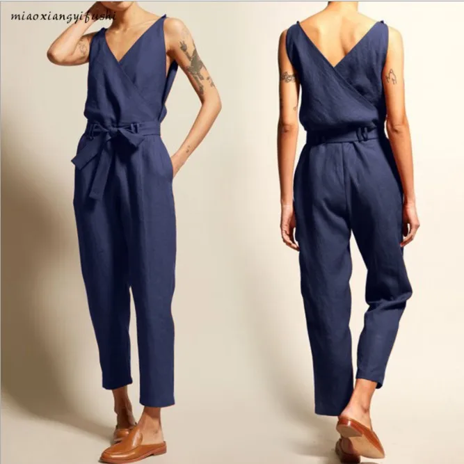 Celmia Summer Plus Size Vintage Women Jumpsuit 2019 Romper Casual Sleeveless Celmia Summer Plus Size Vintage Women Jumpsuit 2019 Romper Casual Sleeveless