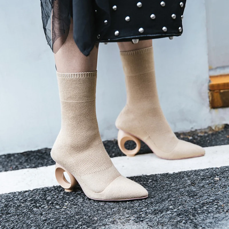 sock boots flat heel