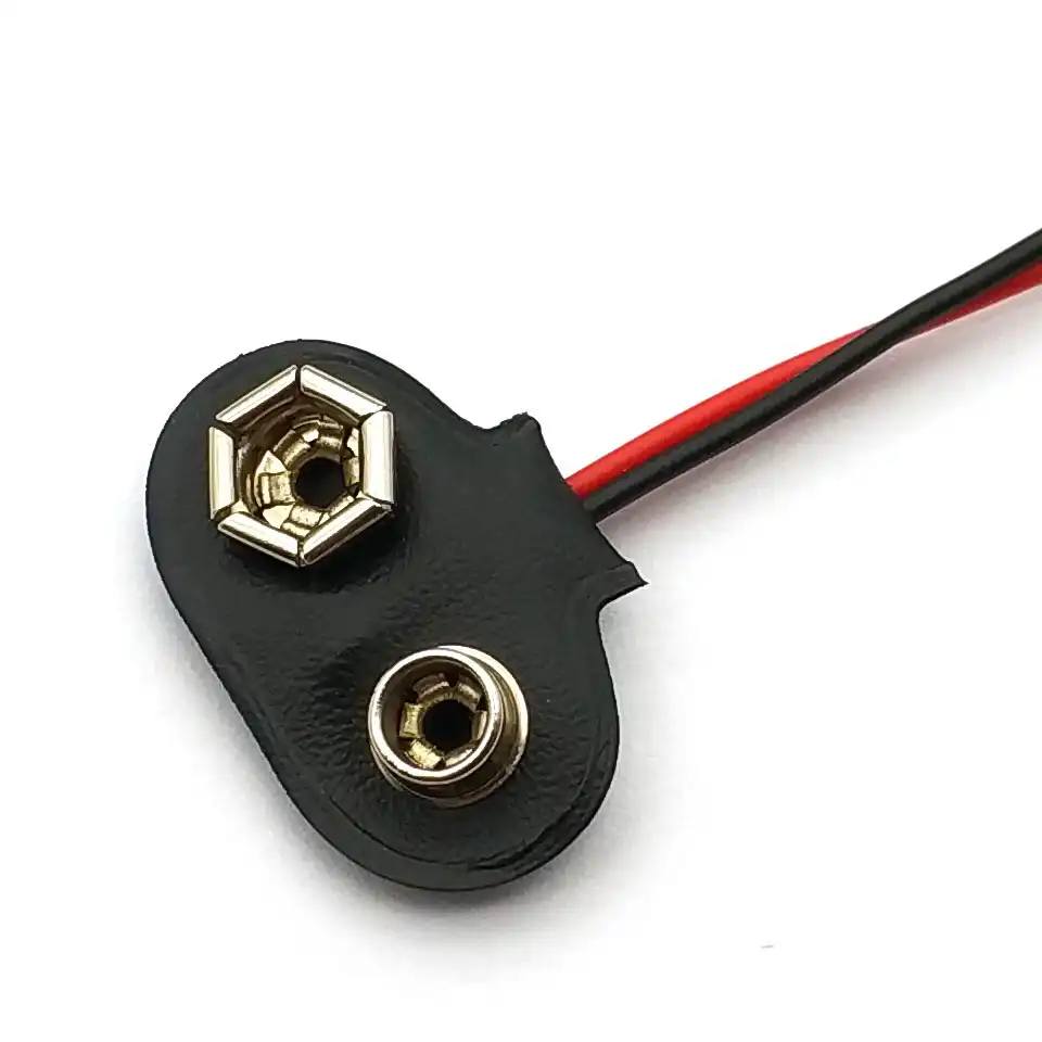 10 pieces 9V battery terminals 15cm black red cable connector buckle