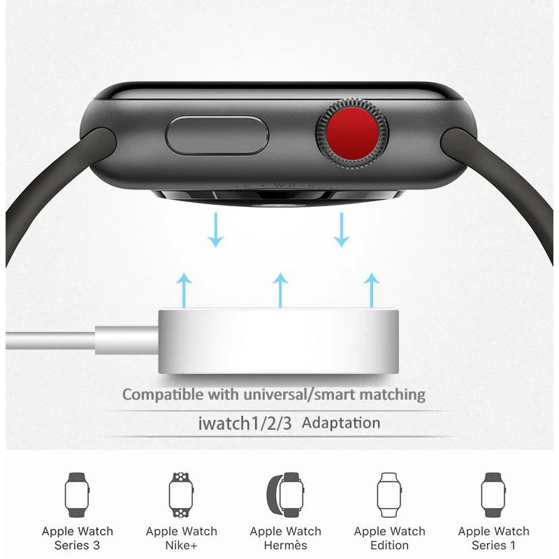 Беспроводное зарядное устройство для IWatch Series 1 2 3 USB MFi Сертифицированный Магнитный зарядный кабель 3,3 футов/1 м для Apple Watch 38 мм 42 мм зарядное устройство