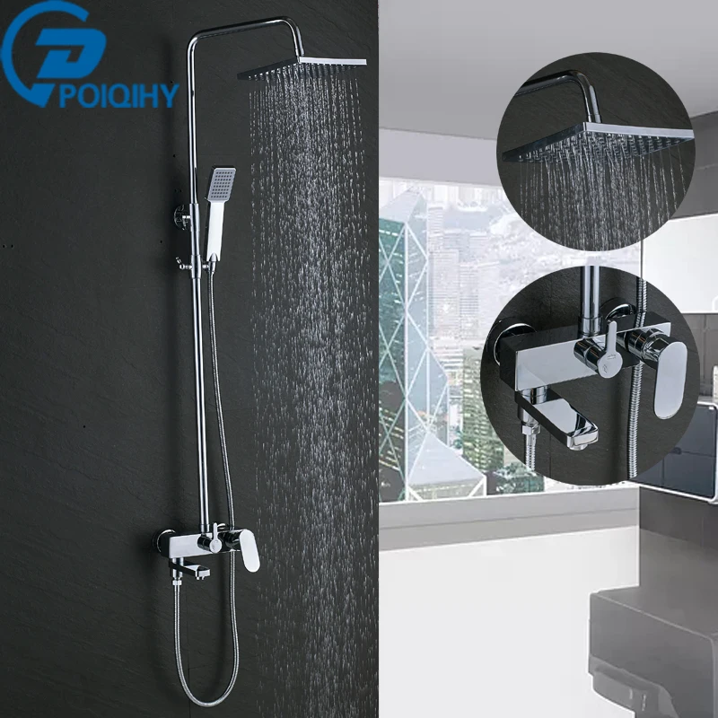 

Chrome Shower Faucet Bathroom Rainfall hower Set Faucet Tub With Handheld Sprayer Mixer Tap Abs Shower Head