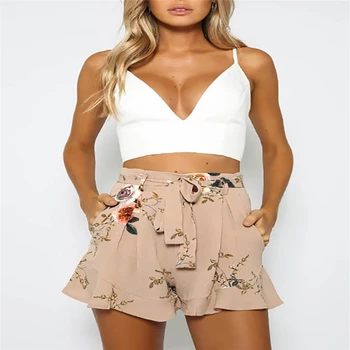 

2019 Hot Sale Wide Leg High Waist Short Pants Fashion Women Printes Pants