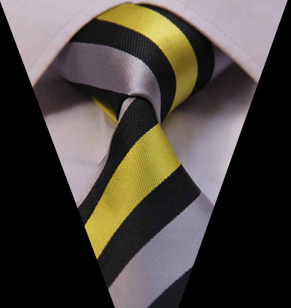 Buy TS3002A8 Yellow Black Stripe New 100Silk Jacquard