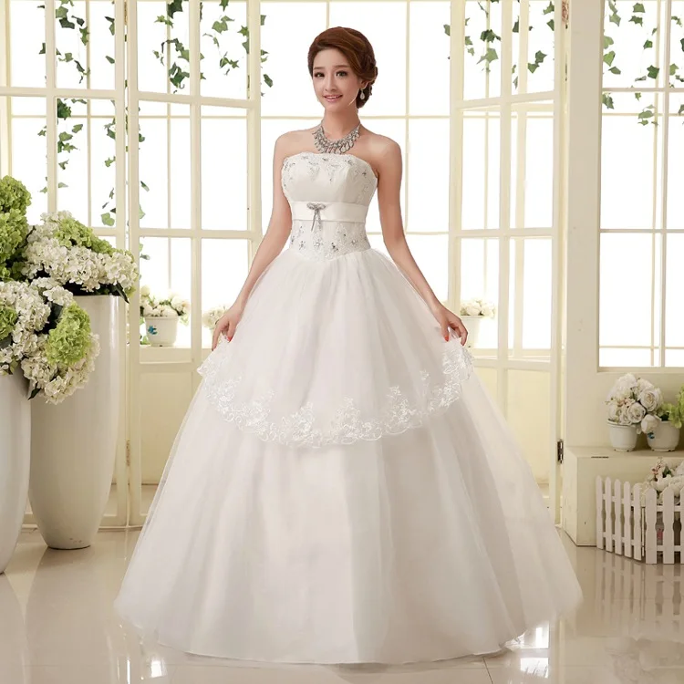 2016 wholesale white marriage gauze dress Lace neat, bind rope wedding