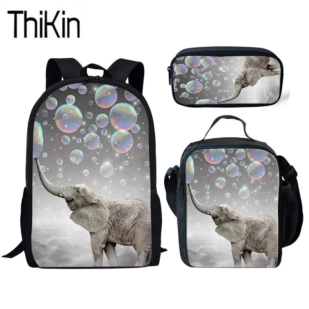 

THIKIN 3pcs/set School Bags for Kids 3D Animal Elephant Printing Schoolbag Children Primary School Backpack Boys Cool Book Bag