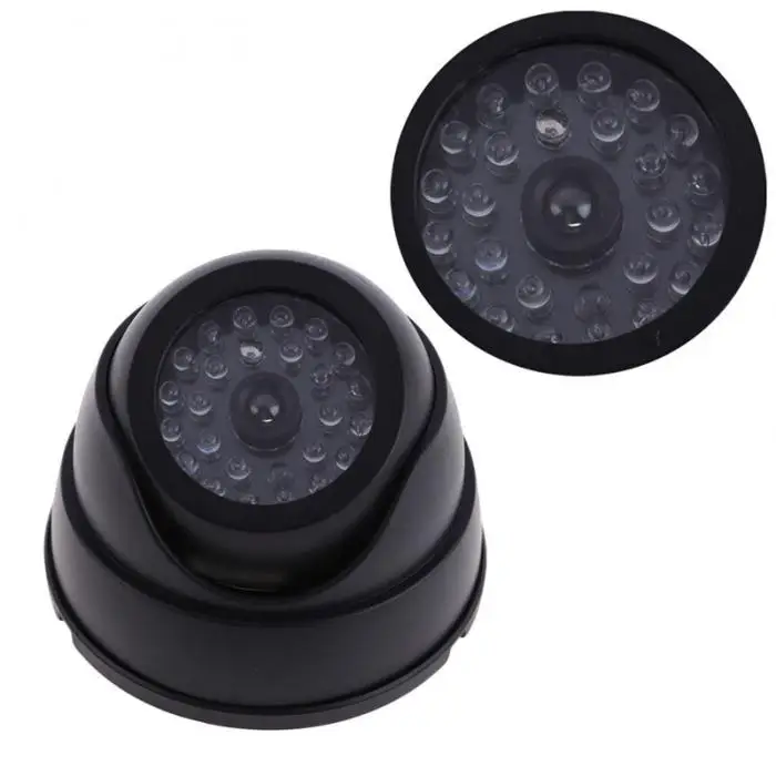 Мини-черная поддельная ip-камера, манекен для видеонаблюдения, купольная камера безопасности с мигающим светодиодный светильник, аксессуары для наружного видеонаблюдения