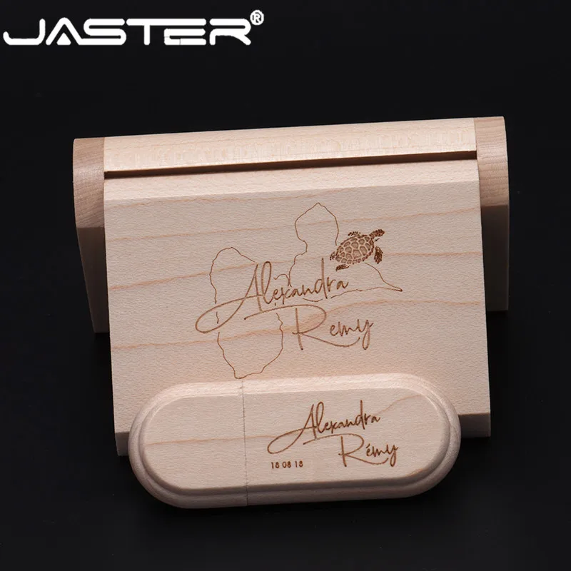 JASTER(более 10 шт. бесплатный логотип) USB 2,0 накопитель 4 ГБ 8 ГБ 16 ГБ 32 ГБ 64 ГБ Usb флеш-накопитель карта памяти Дерево Usb+ коробка свадебный подарок