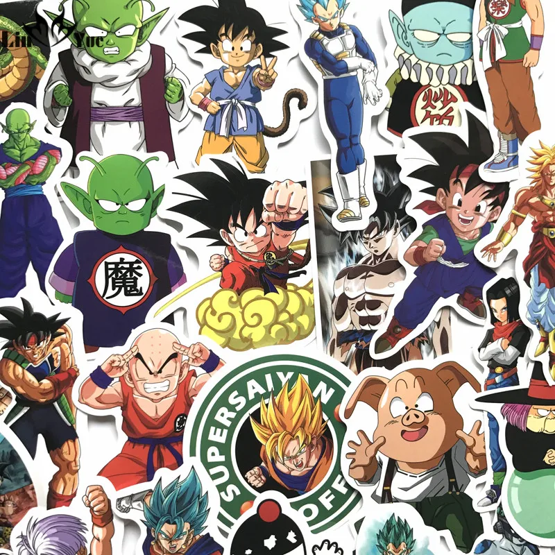 Anime Dragon Ball Z Super Saiyan Goku Sticker Decals For Skateboard Laptop 50Pcs