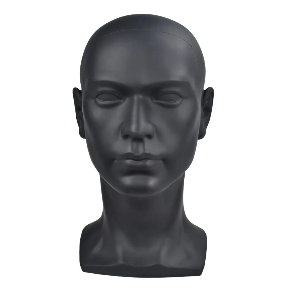 PVC Male Head Mannequin Black Mannequin Head With Ears Man's Wig Hat