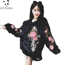 Женское весеннее вельветовое пальто с бриллиантами, новинка, модная куртка с вышитыми цветочными буквами и круглым вырезом на молнии, свободная повседневная верхняя одежда CY169