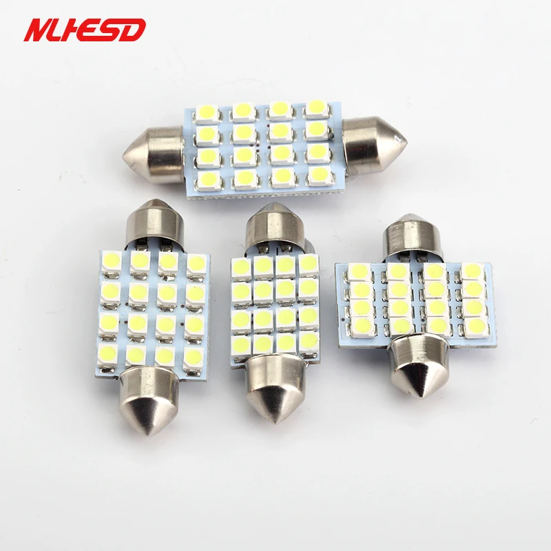 100 шт. Festoon 16 SMD 1210 светодиодный 3528 31 мм 36 39 41 Светодиодный светильник 16smd гирлянда